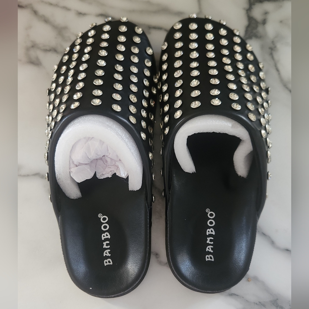 Black Studded Slip-On Shoes